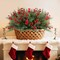 4 Bundles Artificial Christmas Flowers with Red Berry Stems (Green, Red) 7"D x 9.84"W x 15"H